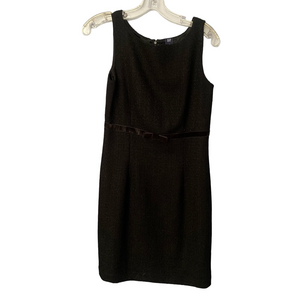 Gap Black Tweed Texture Knee-Length Dress sz 4 – Velvet Bow Waist Detail